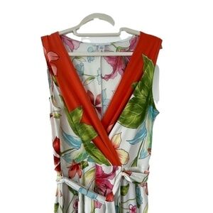 BEAUTIFUL floral print London Times faux wrap dress with tie size medium